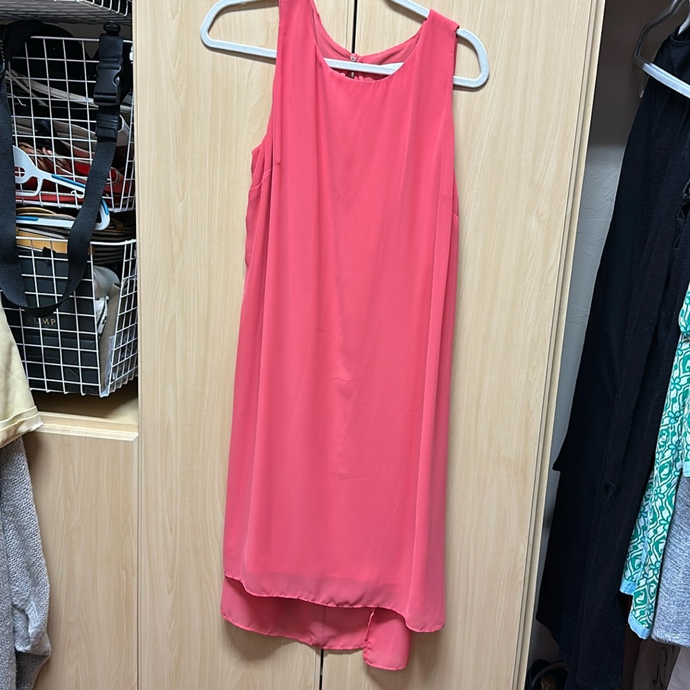 London Times Coral Pink Sleeveless Shift Dress